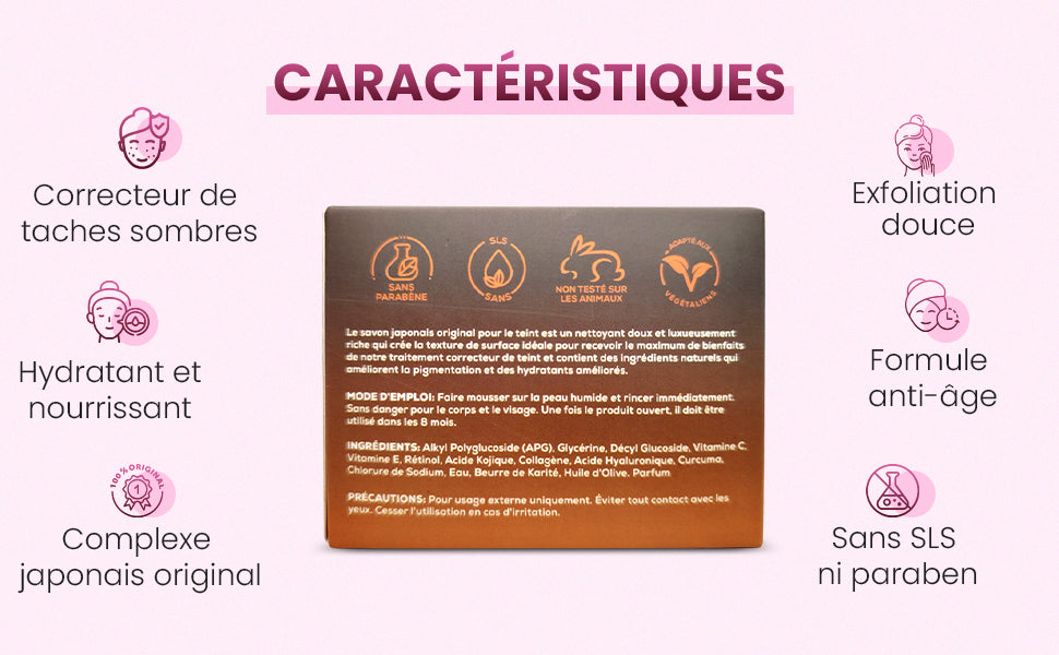 Savon Éclaircissant Naturel Curcuma & Kojique – Pack de 2 Barres aux Vitamines et Complexe Japonais