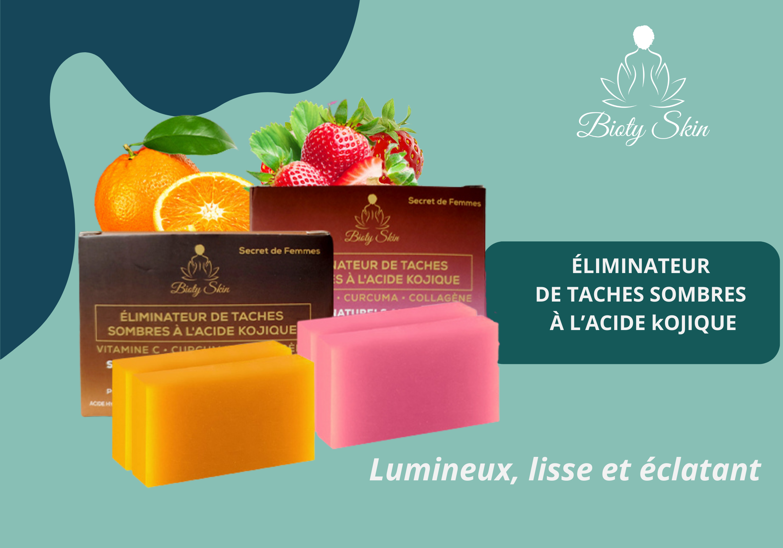 Savon Éclaircissant Naturel Curcuma & Kojique – Pack de 2 Barres aux Vitamines et Complexe Japonais